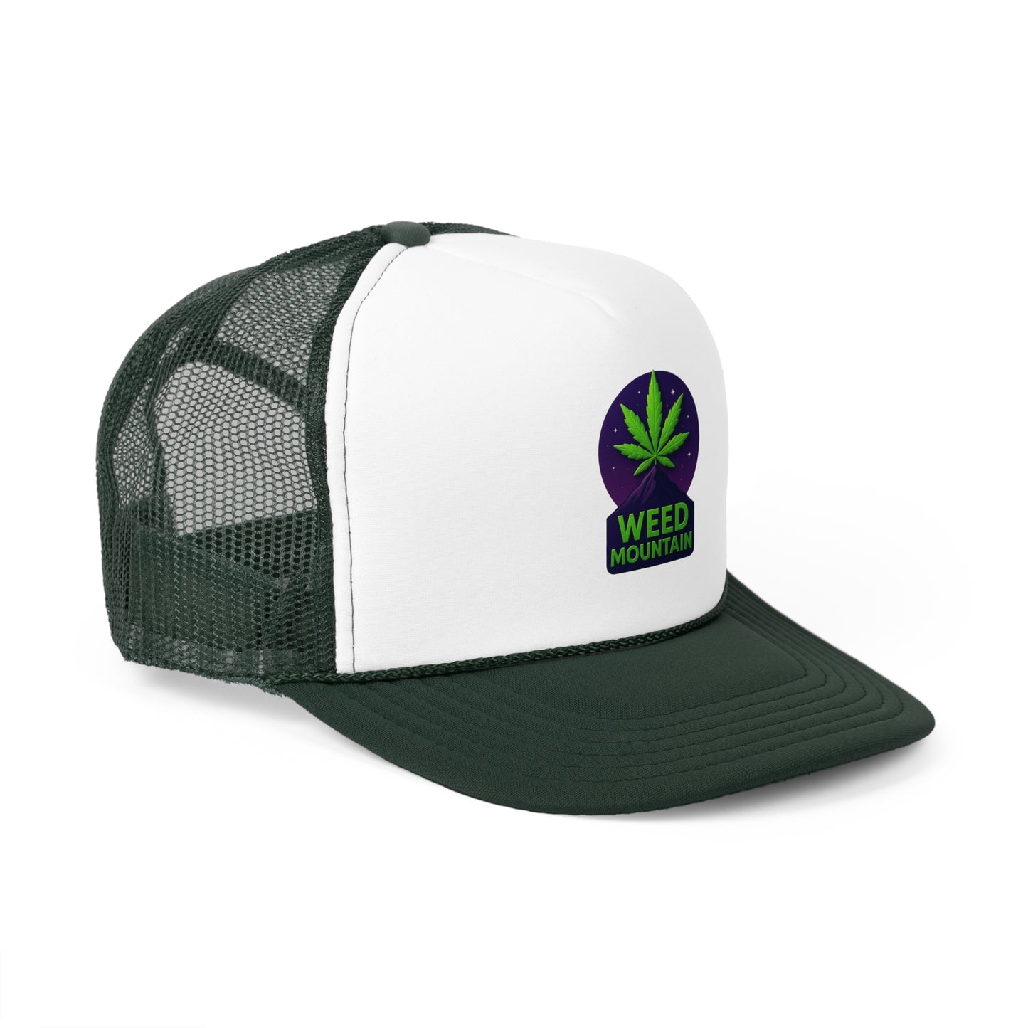 Weed Mountain Trucker Cap - Fresh Green Design for Cannabis Lovers