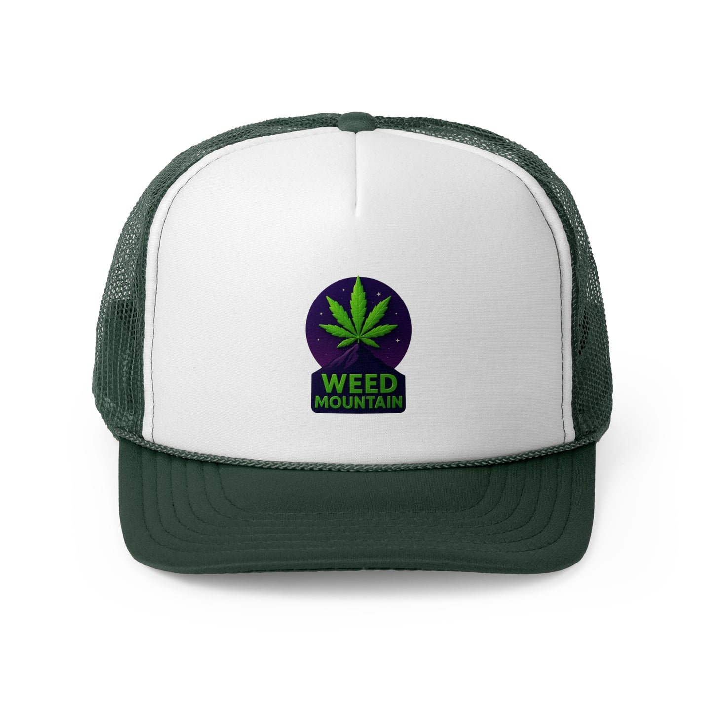 Weed Mountain Trucker Cap - Fresh Green Design for Cannabis Lovers