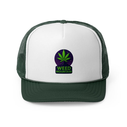 Weed Mountain Trucker Cap - Fresh Green Design for Cannabis Lovers
